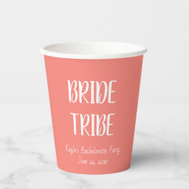 Coral Simple Color Wedding Bride Stamm Pappbecher