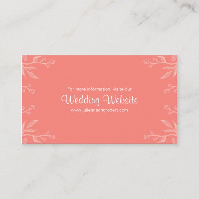 Coral Simple Elegant Wedding Website Card Begleitkarte (Vorderseite)