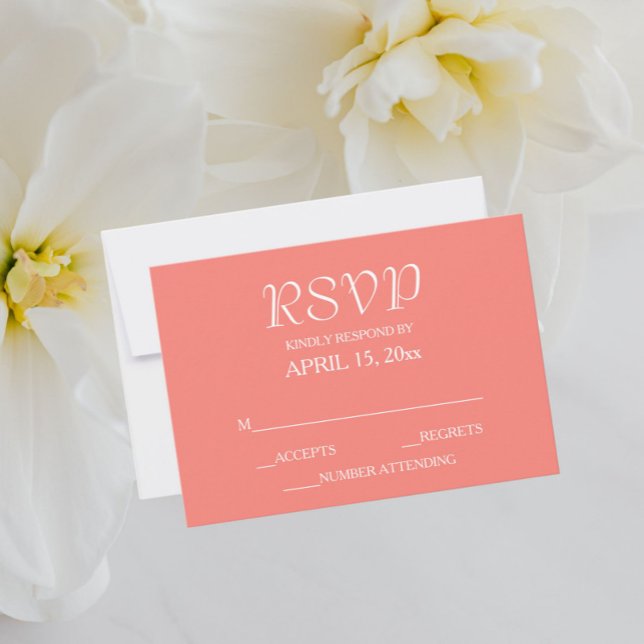 Coral Simple Style Wedding RSVP Karte (In Situ Wedding)