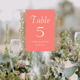 Coral Simple Style Wedding Tischnummer