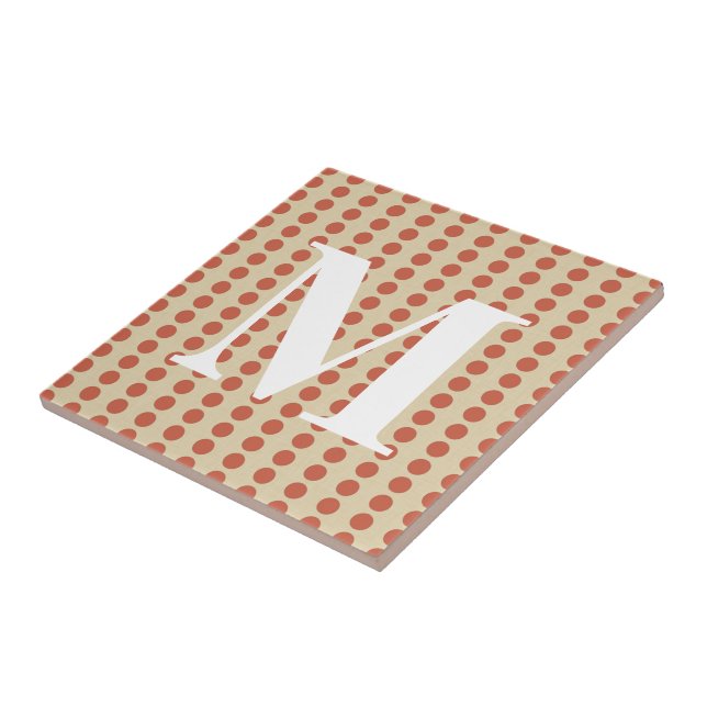 Coral Spice Moods Punkte mit Monogramm Fliese (Seite)