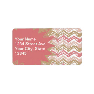 Coral Spice Scribble ZigZag Zickzack Muster Adressaufkleber