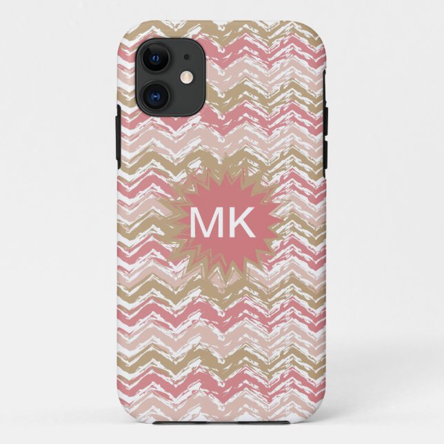 Coral Spice Scribble ZigZag Zickzack Muster Case-Mate iPhone Hülle (Rückseite)