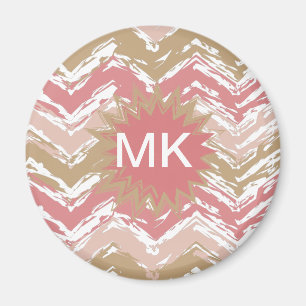 Coral Spice Scribble ZigZag Zickzack Muster Magnet