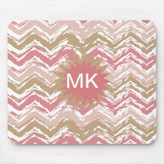 Coral Spice Scribble ZigZag Zickzack Muster Mousepad (Vorne)