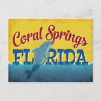 Coral Springs Florida Dolphin Retro Vintage Travel