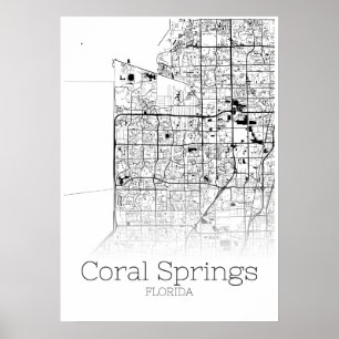 Coral Springs Map - Florida - City Map Poster