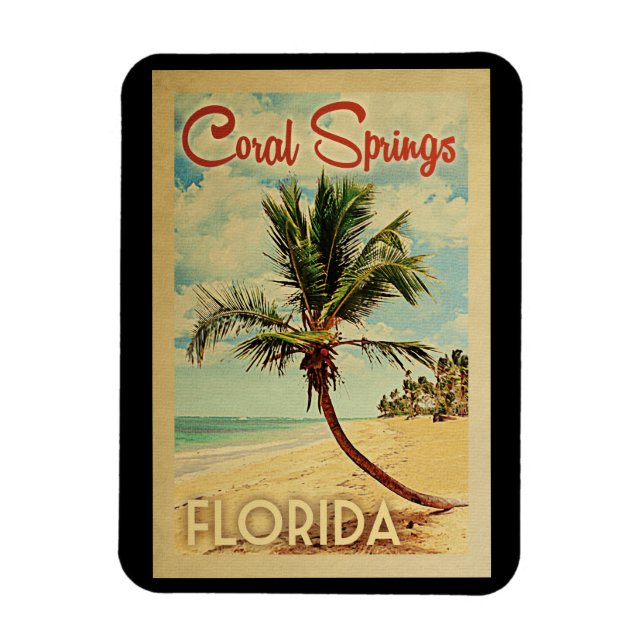 Coral Springs Palm Tree Vintage Travel Magnet (Vertikal)