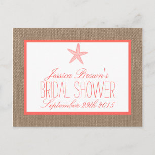 Coral Starfish Beach Brautparty Recipe Cards Einladungspostkarte