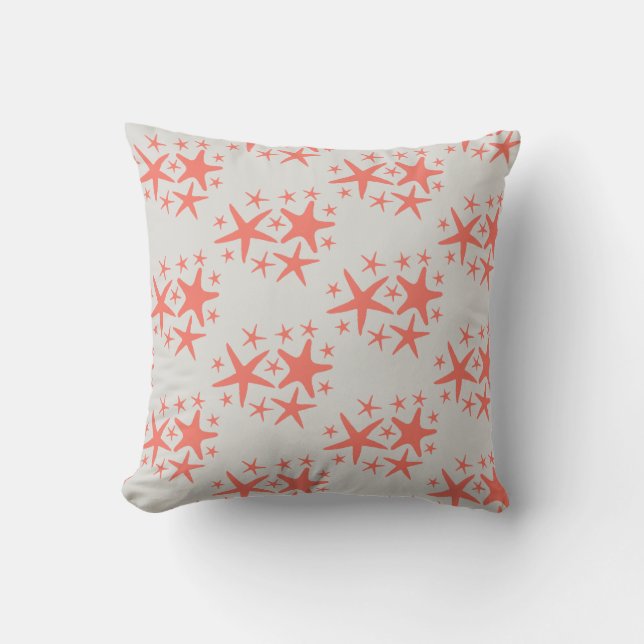Coral Starfish Beach Pattern Pillow Kissen (Vorderseite)