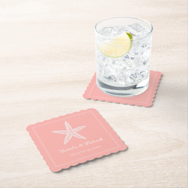 Coral Starfish Hochzeit Untersetzer (Vor Ort)