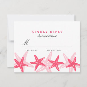 Coral Starfish Strandhochzeit RSVP Karte