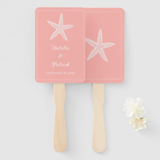 Coral Starfish Wedding Hand Fans Fächer