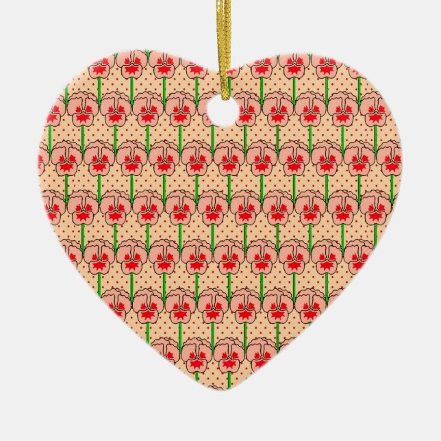 Coral Stiefmütterchen - Retro-Tapete-Muster Keramik Ornament (Vorne)