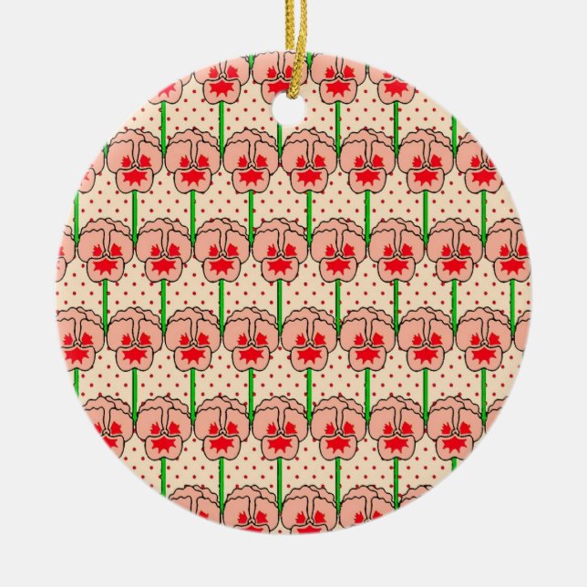 Coral Stiefmütterchen - Retro-Tapete-Muster Keramikornament (Vorne)