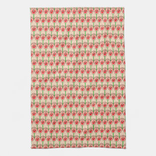 Coral Stiefmütterchen - Retro-Tapete-Muster Küchentuch