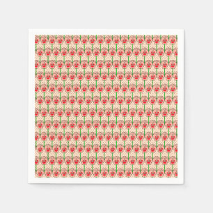 Coral Stiefmütterchen - Retro-Tapete-Muster Serviette