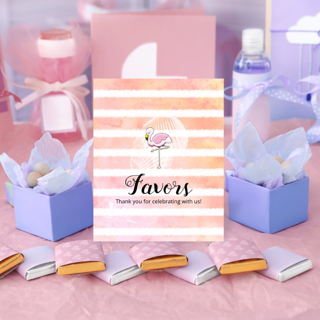 Coral Stripe Flamingo Kinderduschfavoriten Poster (Von Creator hochgeladen)