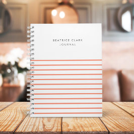 Coral Stripe Minimalistisch Modernes, stilvolles J Notizbuch