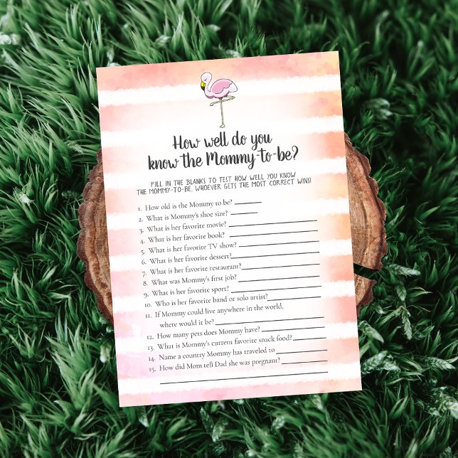 Coral Striped Flamingo, der Mommy Best Game kennt Einladung (Von Creator hochgeladen)