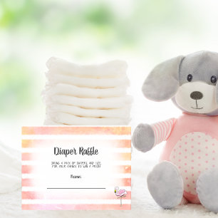 Coral Striped Flamingo Diaper Raffle Dusche Spiel Begleitkarte
