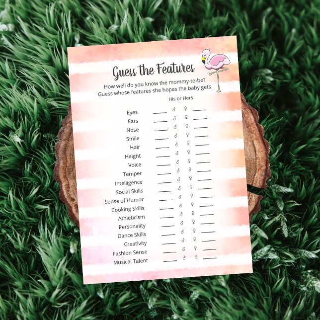 Coral Striped Flamingo Guess Features Duschkarte Einladung (Von Creator hochgeladen)