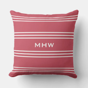 Coral Stripes Custom Monogramm Wurfkissen Kissen