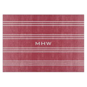 Coral Stripes kundenspezifische Monogramm-Schnittp Schneidebrett