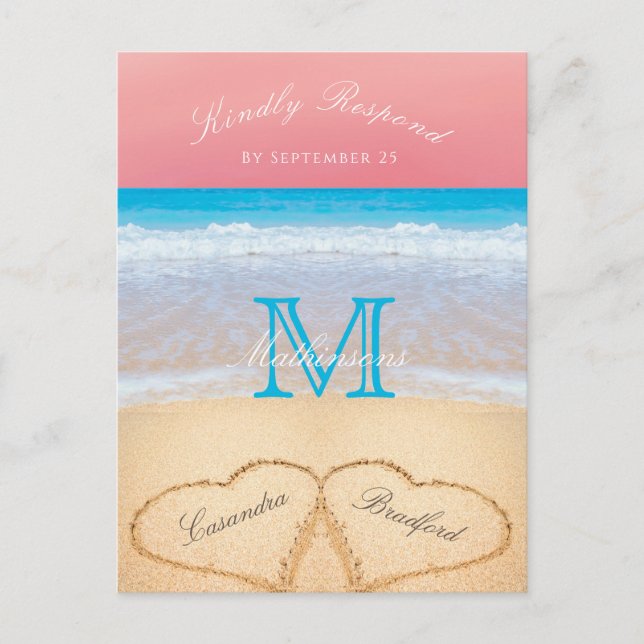 Coral Sunset Autumn Beach Wedding UAWG Postkarte (Vorderseite)