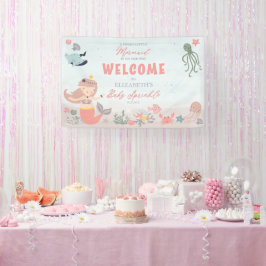 Coral Sweet Little Mermaid Sea Girl Baby Sprinkle Banner