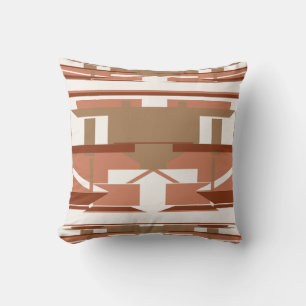 Coral Tan Rust auf Off-white Südwest Art Mosaik Kissen