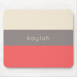 Coral Taupe Beige Farbblockmuster mit Namen Mousepad