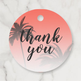 Coral Tropical Palm Tree Beach Vielen Dank für Ihr Geschenkanhänger