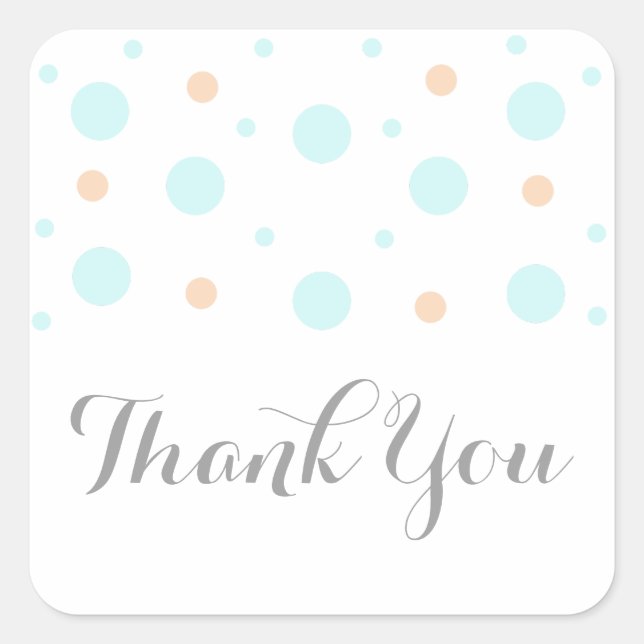 Coral Turquoise Confetti Danke Stickers (Vorderseite)