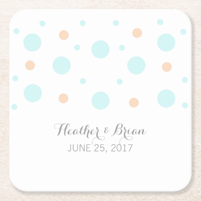 Coral Turquoise Confetti Paper Untersetzer (Vorderseite)