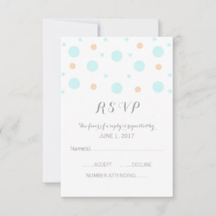 Coral Turquoise Confetti Response Card RSVP Karte