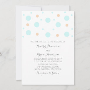 Coral Turquoise Confetti Wedding Einladung