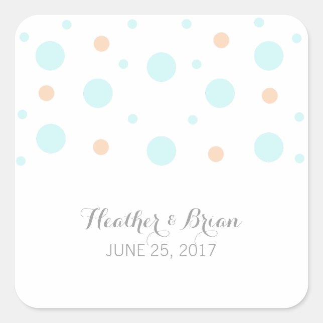 Coral Turquoise Confetti Wedding Stickers (Vorderseite)