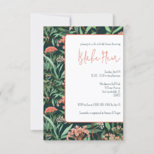 Coral & Turquoise Milkweed Floral Brautparty Einladung