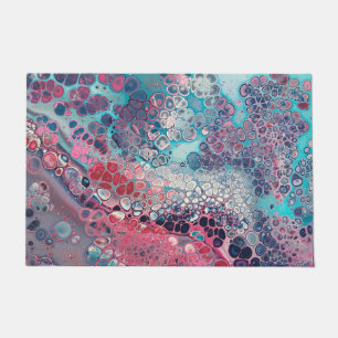 Coral und Aqua Acrylic Pour farbenfroh Abstrakt Fußmatte
