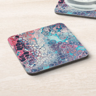 Coral und Aqua Acrylic Pour farbenfroh Abstrakt Getränkeuntersetzer