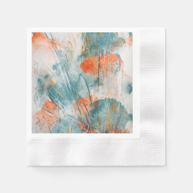 Coral und Aquamarin Brushstroke Napkins Serviette (Vorderseite)
