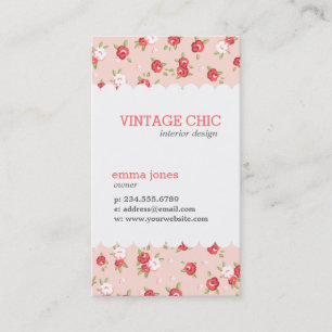 Coral und Blush Chic Vintage Blumendrucke Visitenkarte