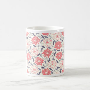 Coral und Cream Floral Muster Vintag Dahlia Kaffeetasse