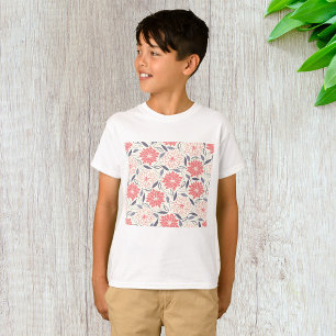 Coral und Cream Floral Muster Vintag Dahlia T-Shirt