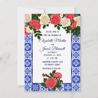 Coral und Creme - Top-Rose für Hochzeiten Einladung