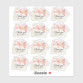 Coral und Elfenbeinflorale Rahmen Hochzeit Danke S Aufkleber