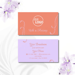 Coral und Lavendel Ornamental mit Logo Verziert Visitenkarte