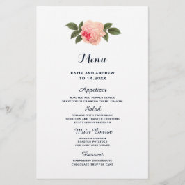 Coral und Navy Blue Wedding Menu