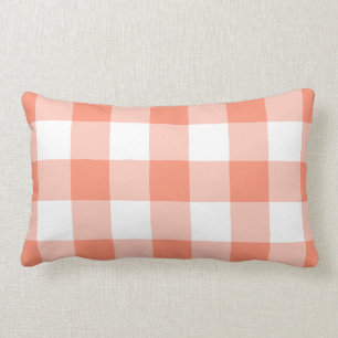 Coral und White Gingham Pattern Lendenkissen